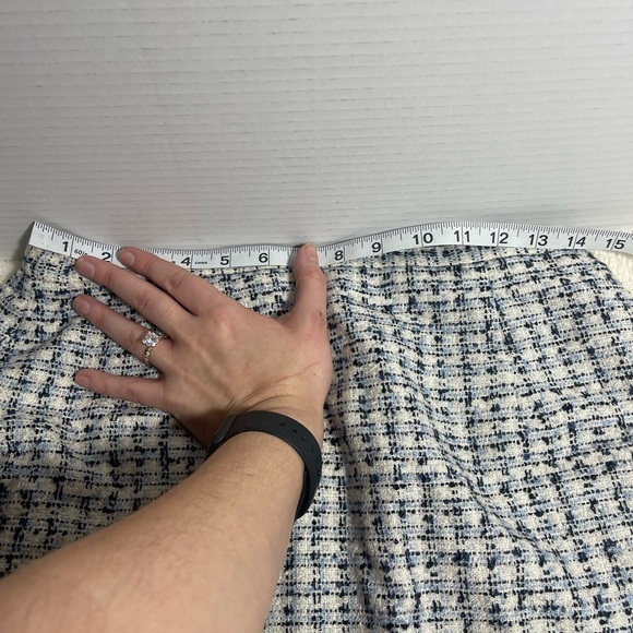 Karen Scott Classic Navy Light Blue and White Tweed Fall Skirt - Picture 7 of 9